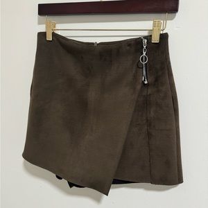 Olive Green Suede Skort